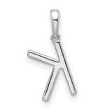 14k White Gold Diamond Initial Pendant, Letter K Monogram Charm for Women