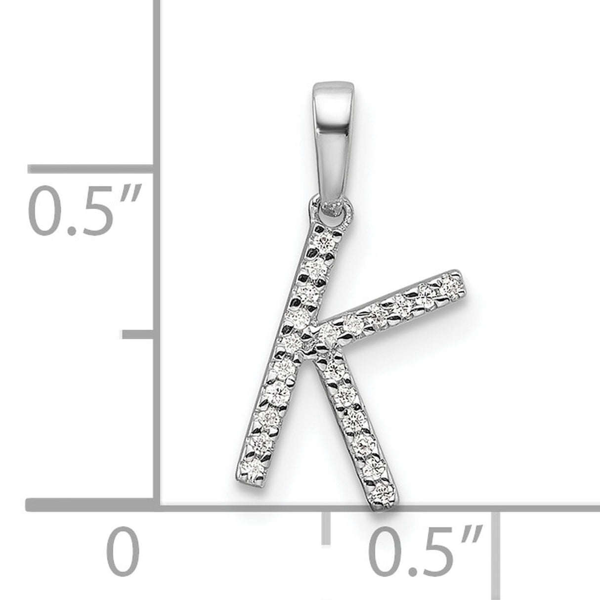 14k White Gold Diamond Initial Pendant, Letter K Monogram Charm for Women
