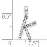 14k White Gold Diamond Initial Pendant, Letter K Monogram Charm for Women