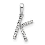 14k White Gold Diamond Initial Pendant, Letter K Monogram Charm for Women