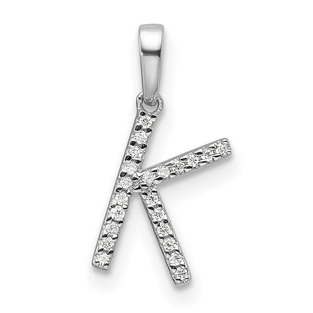 14k White Gold Diamond Initial Pendant, Letter K Monogram Charm for Women
