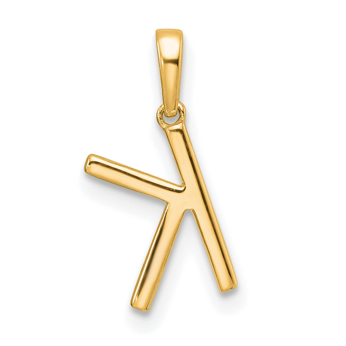 14k Yellow Gold K Initial Pendant with Small Round White Diamond Accent, Dainty Letter Charm for Women
