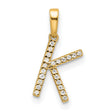 14k Yellow Gold K Initial Pendant with Small Round White Diamond Accent, Dainty Letter Charm for Women