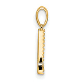 10k Yellow Gold Letter L Pendant with Round White Gemstones, Block Design Charm