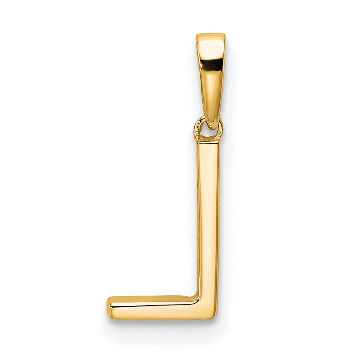 10k Yellow Gold Letter L Pendant with Round White Gemstones, Block Design Charm