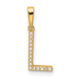 10k Yellow Gold Letter L Pendant with Round White Gemstones, Block Design Charm