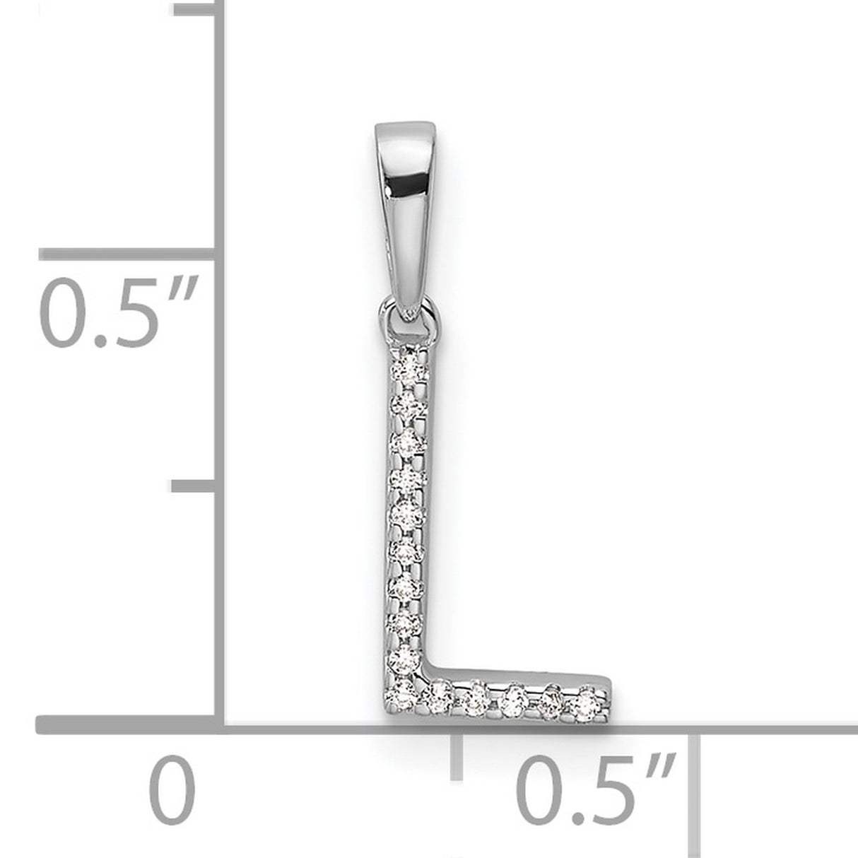 14k White Gold Letter L Pendant with Diamond Accents, Pavé Initial Charm for Women