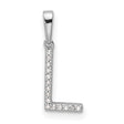 14k White Gold Letter L Pendant with Diamond Accents, Pavé Initial Charm for Women