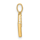 10k Yellow Gold Initial Pendant with Cubic Zirconia, Letter M Alphabet Charm for Women