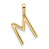 10k Yellow Gold Initial Pendant with Cubic Zirconia, Letter M Alphabet Charm for Women
