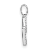 14k White Gold Letter M Pendant with Pavé Diamonds, Dainty Initial Charm for Women