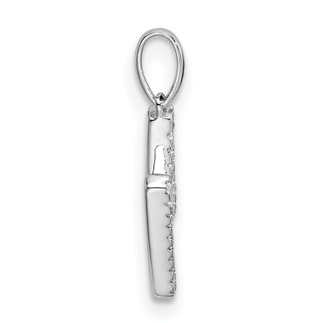 14k White Gold Letter M Pendant with Pavé Diamonds, Dainty Initial Charm for Women