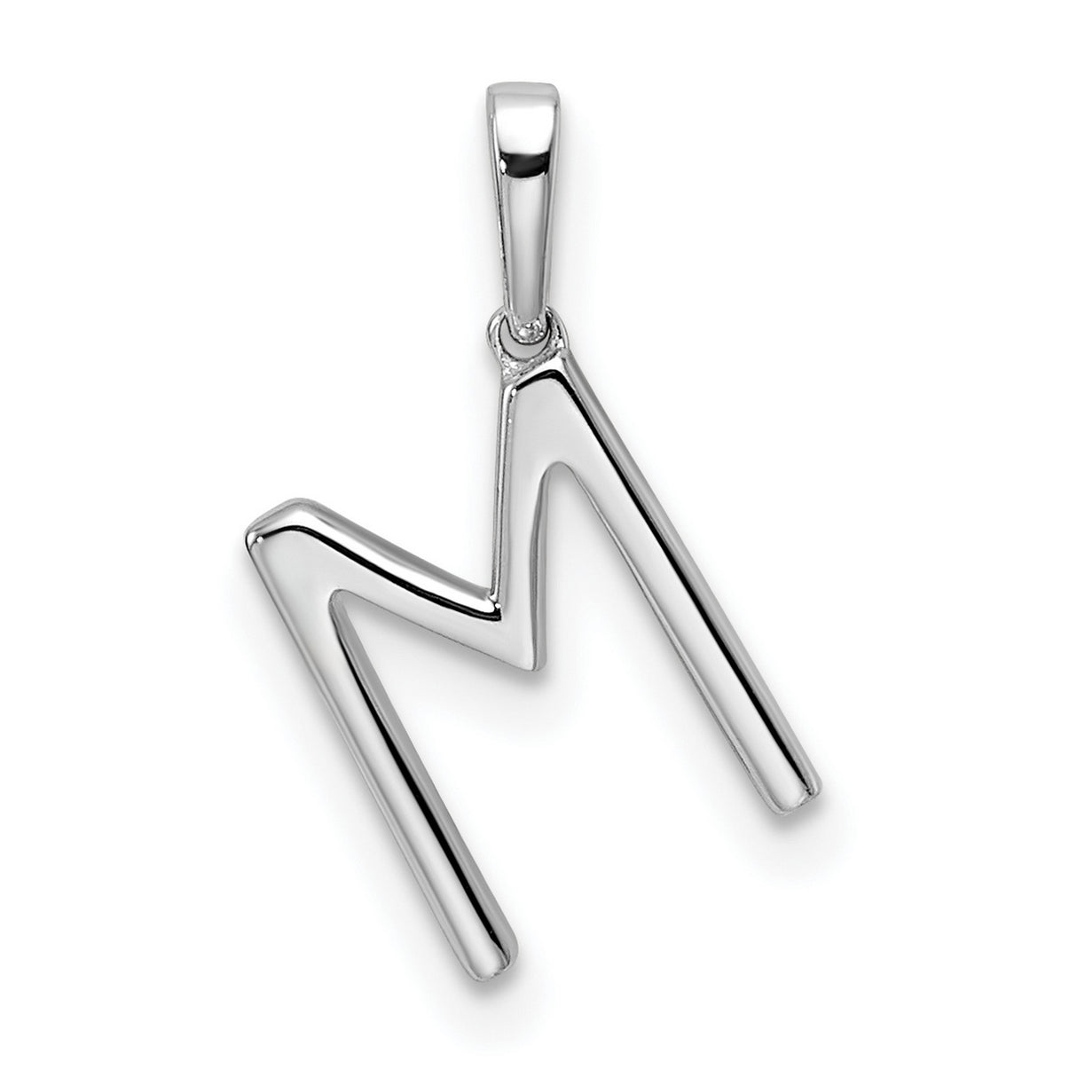 14k White Gold Letter M Pendant with Pavé Diamonds, Dainty Initial Charm for Women