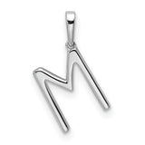 14k White Gold Letter M Pendant with Pavé Diamonds, Dainty Initial Charm for Women