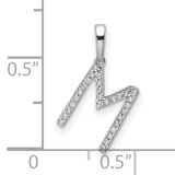 14k White Gold Letter M Pendant with Pavé Diamonds, Dainty Initial Charm for Women