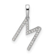 14k White Gold Letter M Pendant with Pavé Diamonds, Dainty Initial Charm for Women