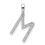 14k White Gold Letter M Pendant with Pavé Diamonds, Dainty Initial Charm for Women