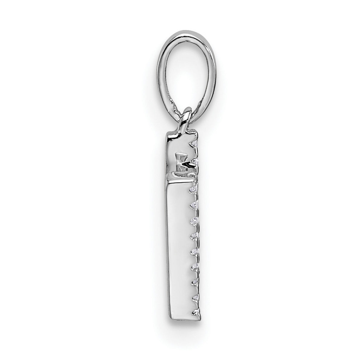 14k White Gold Initial N Pendant with Pavé Cubic Zirconia, Dainty Letter Charm for Women