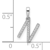 14k White Gold Initial N Pendant with Pavé Cubic Zirconia, Dainty Letter Charm for Women