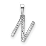 14k White Gold Initial N Pendant with Pavé Cubic Zirconia, Dainty Letter Charm for Women