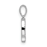 14k White Gold Oval Diamond Pendant with Pavé-Set Open Circle Design