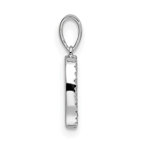 14k White Gold Oval Diamond Pendant with Pavé-Set Open Circle Design