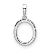 14k White Gold Oval Diamond Pendant with Pavé-Set Open Circle Design
