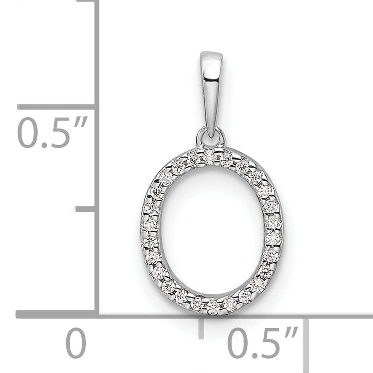 14k White Gold Oval Diamond Pendant with Pavé-Set Open Circle Design