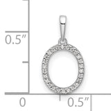 14k White Gold Oval Diamond Pendant with Pavé-Set Open Circle Design