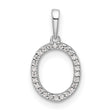14k White Gold Oval Diamond Pendant with Pavé-Set Open Circle Design