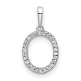 14k White Gold Oval Diamond Pendant with Pavé-Set Open Circle Design