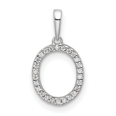 14k White Gold Oval Diamond Pendant with Pavé-Set Open Circle Design