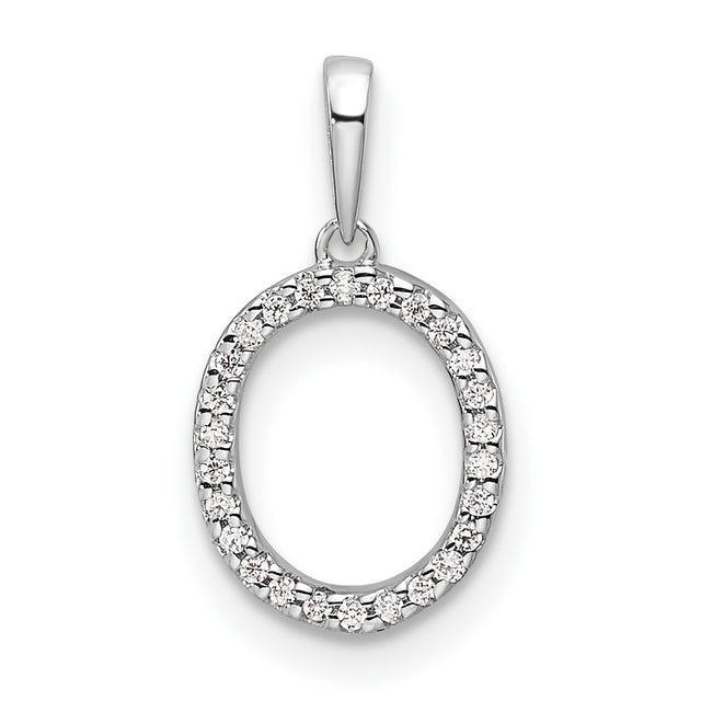 14k White Gold Oval Diamond Pendant with Pavé-Set Open Circle Design