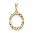 14k Yellow Gold Oval Pendant with Cubic Zirconia, Polished Open Design, Minimalist Style for Women