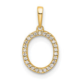 14k Yellow Gold Oval Pendant with Cubic Zirconia, Polished Open Design, Minimalist Style for Women