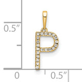 Diamond Letter P Initial Charm Pendant in Real 10k Yellow Gold