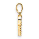 14k Yellow Gold Letter P Pendant with Block Design and White Cubic Zirconia Accent