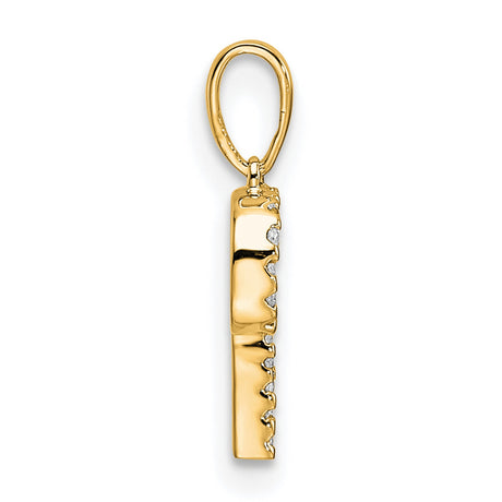 14k Yellow Gold Letter P Pendant with Block Design and White Cubic Zirconia Accent