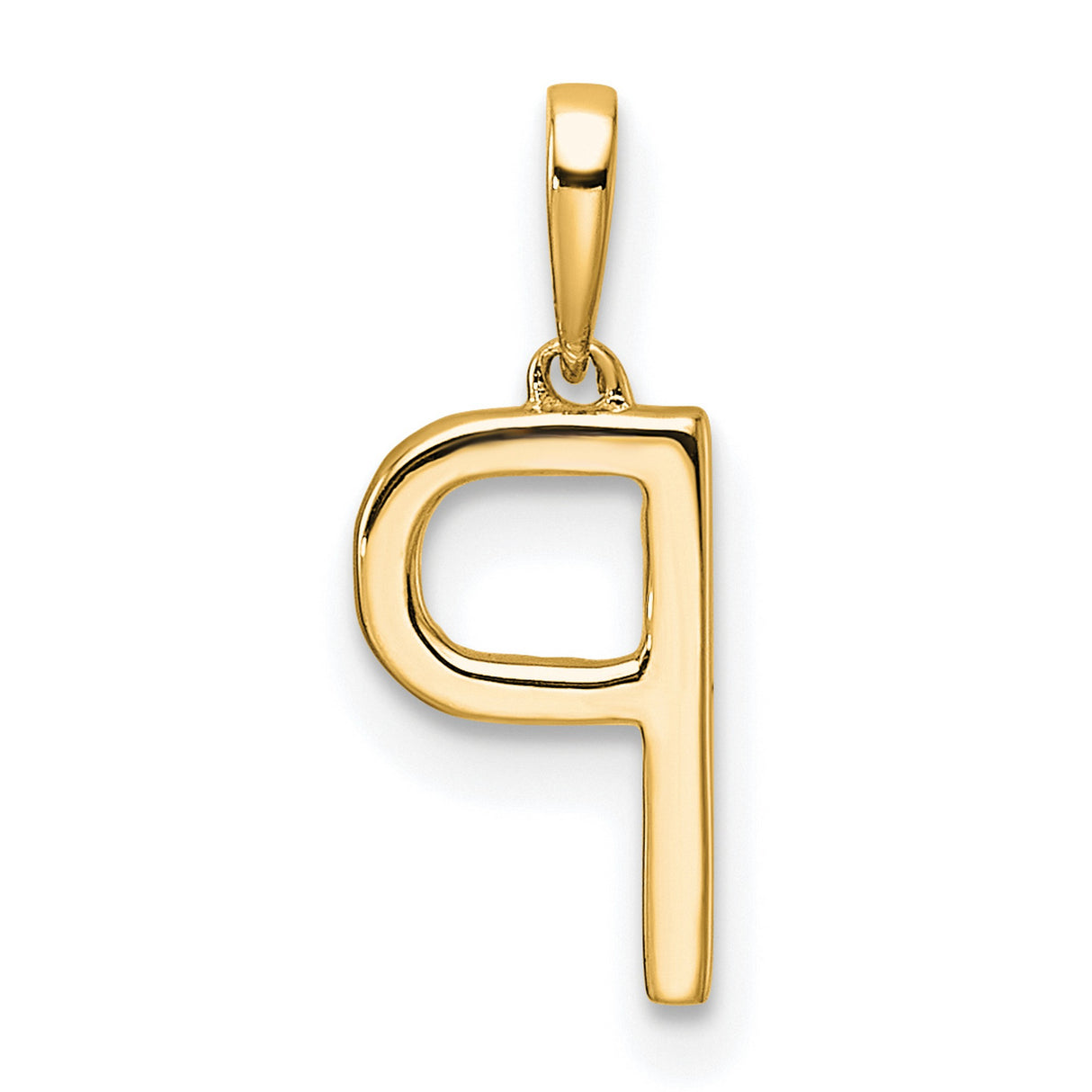 14k Yellow Gold Letter P Pendant with Block Design and White Cubic Zirconia Accent