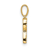 10k Yellow Gold Letter R Pendant with White Stones, Polished Finish, Bold Capital Design