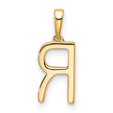 10k Yellow Gold Letter R Pendant with White Stones, Polished Finish, Bold Capital Design