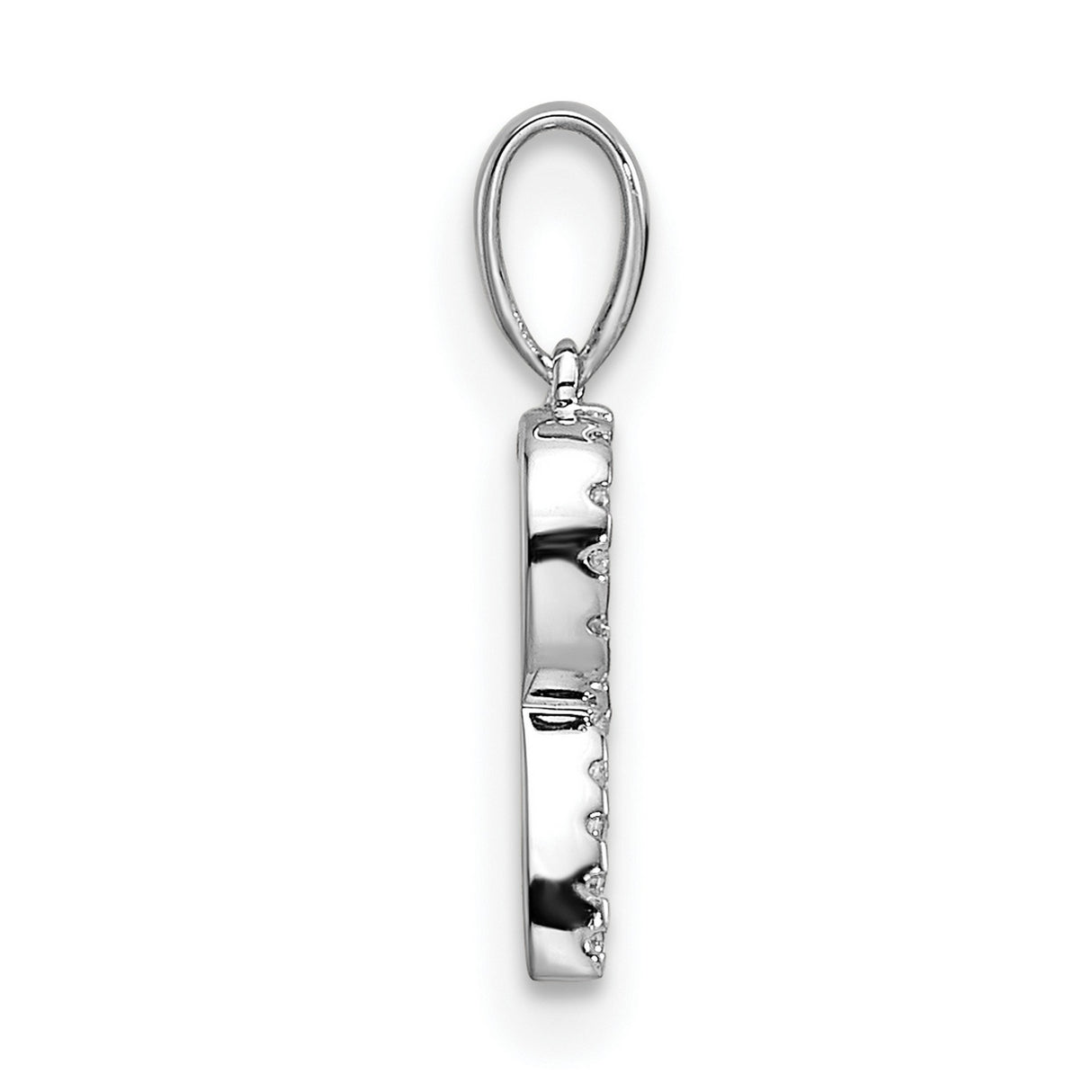 14k White Gold Letter R Pendant with Diamond Accents, Personalized Initial Charm for Women