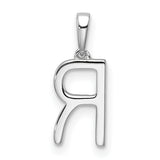 14k White Gold Letter R Pendant with Diamond Accents, Personalized Initial Charm for Women