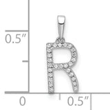 14k White Gold Letter R Pendant with Diamond Accents, Personalized Initial Charm for Women