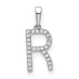 14k White Gold Letter R Pendant with Diamond Accents, Personalized Initial Charm for Women