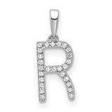 14k White Gold Letter R Pendant with Diamond Accents, Personalized Initial Charm for Women