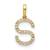10k Yellow Gold Letter S Pendant with Cubic Zirconia Accents for Women and Girls