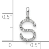 14k White Gold Letter S Pendant with Diamond Accents, Alphabet Charm Jewelry for Women
