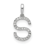 14k White Gold Letter S Pendant with Diamond Accents, Alphabet Charm Jewelry for Women