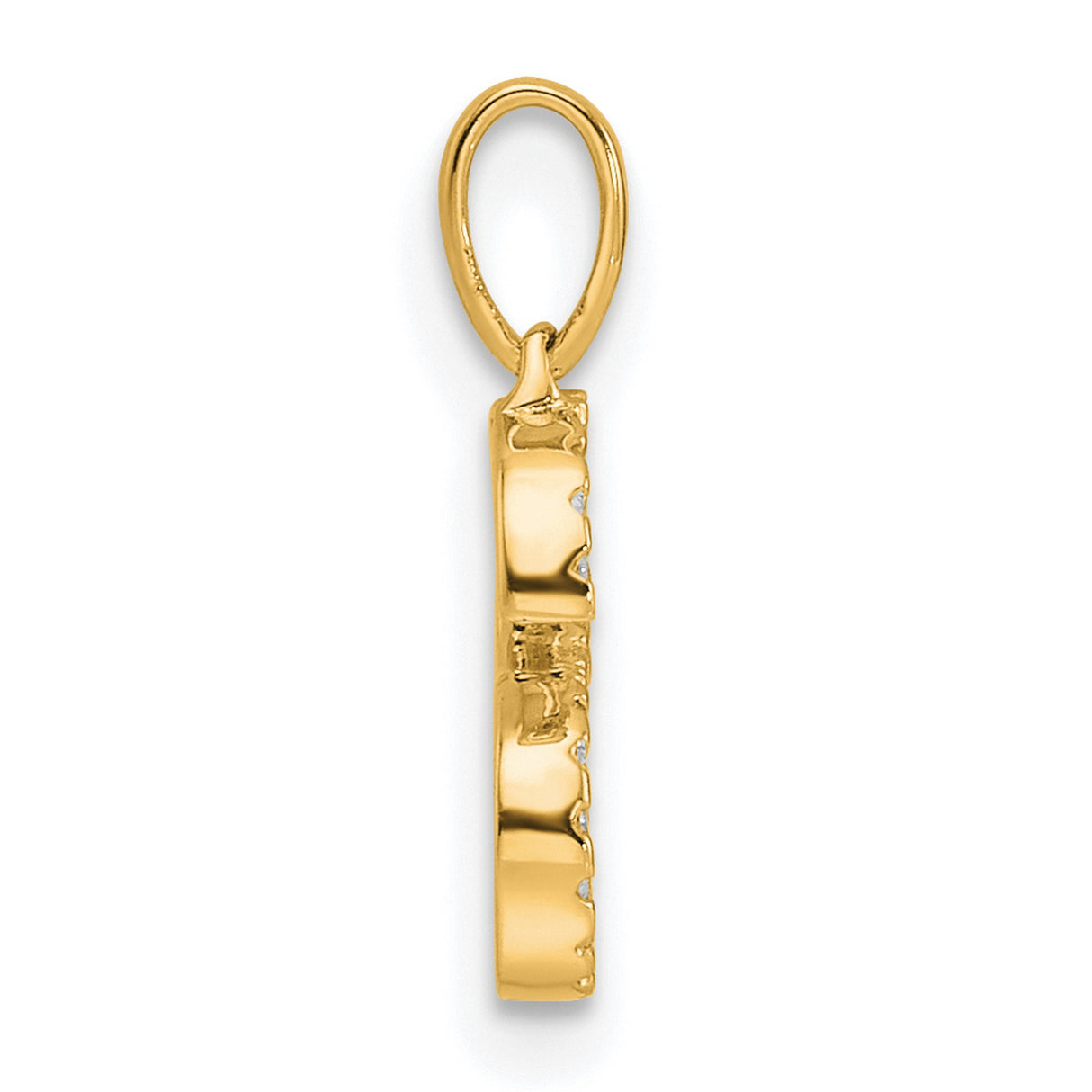 14k Yellow Gold Pendant with Diamond Accent, Letter S Initial Charm for Women